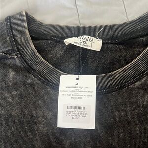 Zenana Outfitters Black Acid Wash Crewneck Dress